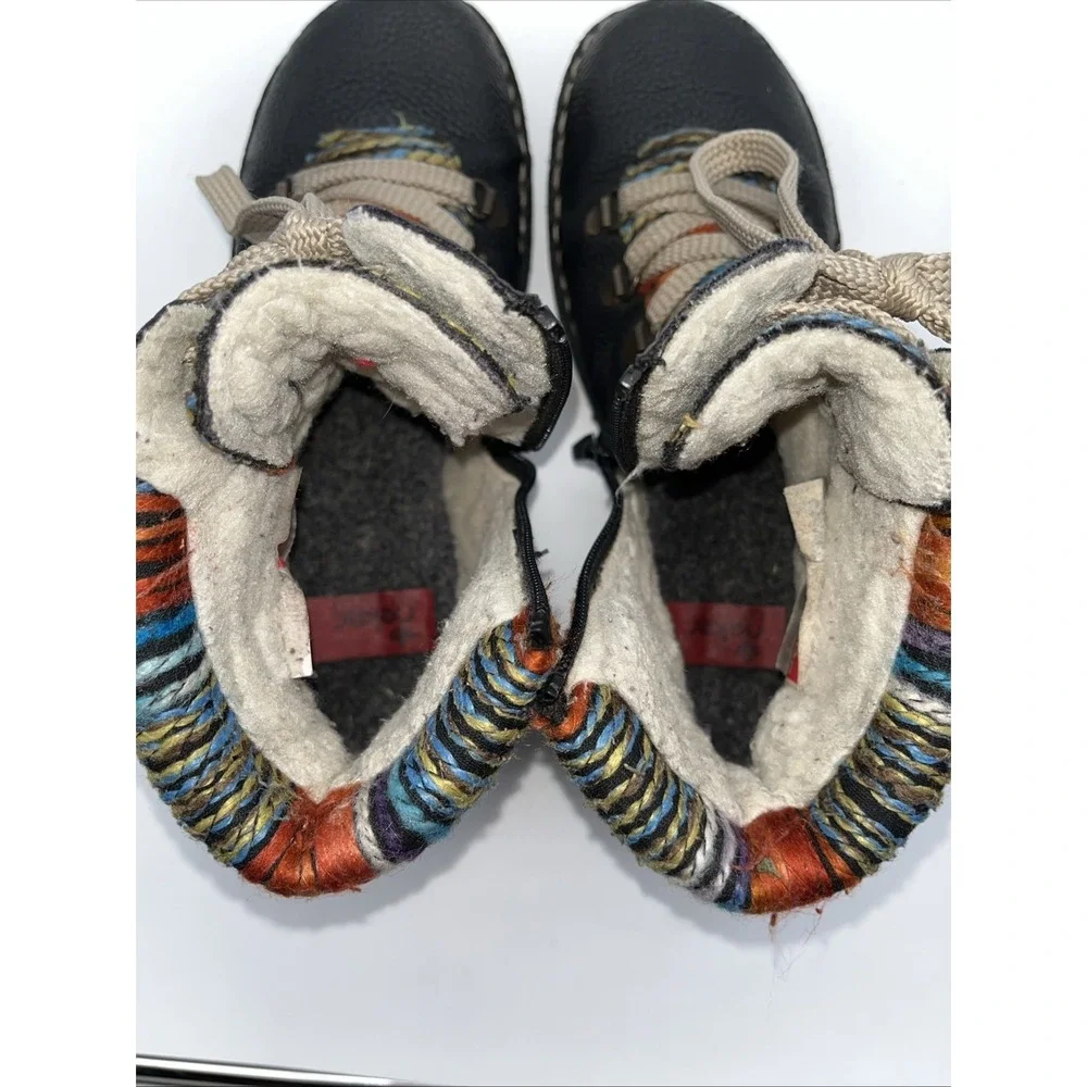 Rieker Winter Boots Womens 36 Felicitas Multicolor Leather‎ Lace Up Round Toe